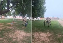 Policial militar joga futebol com crianças durante patrulhamento no TO; VÍDEO policial-militar-joga-futebol-com-criancas-durante-patrulhamento-no-to;-video